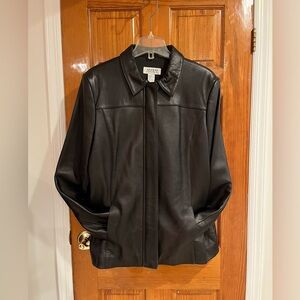 Alfani Men’s Black Leather Jacket with zipper closure. Soft leather.